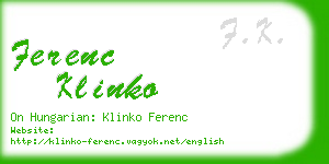 ferenc klinko business card